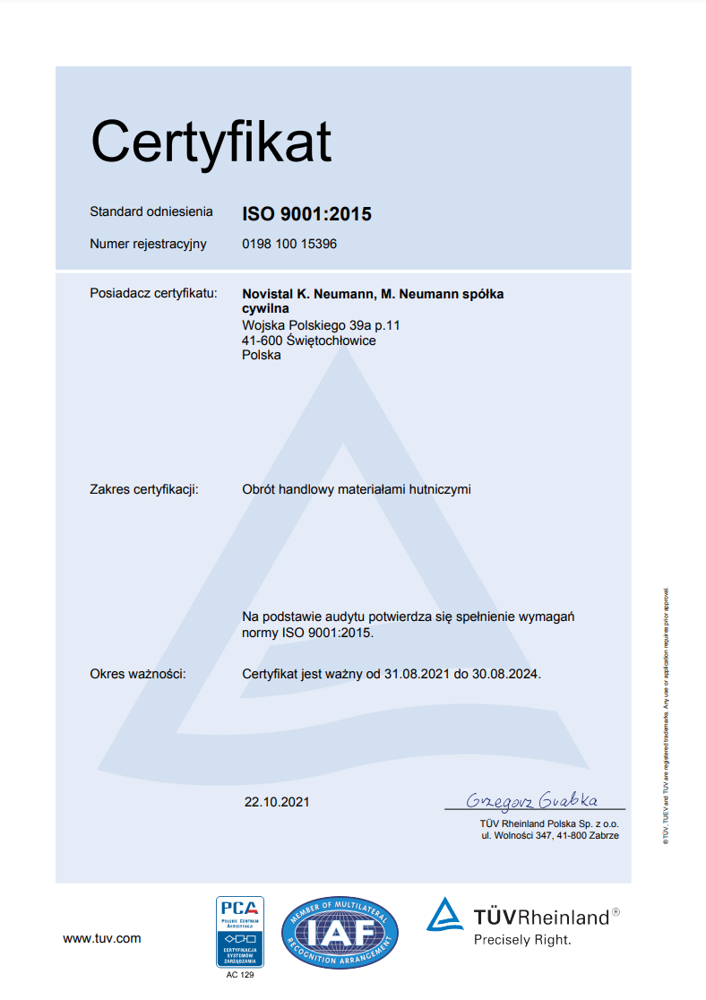 Certyfikat ISO 9001